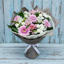 Букет цветов из:  Герберы, Альстромерии и Хризантемы в Клявлино