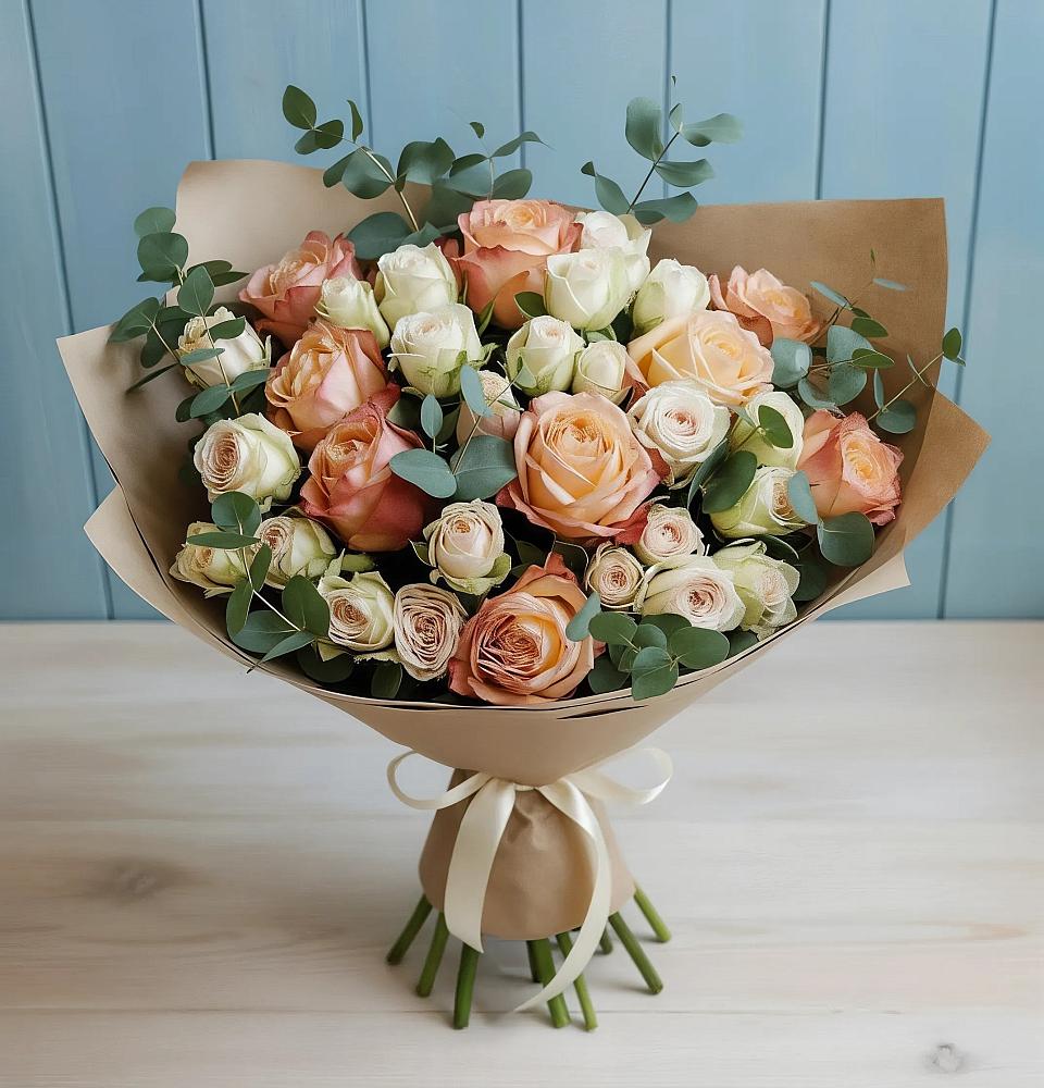 Букет цветов из: Альстромерии и Розы в Клявлино