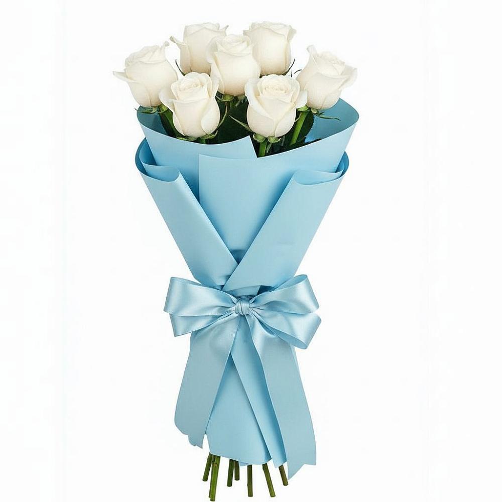 Букет 7 белых роз Проуд в Клявлино