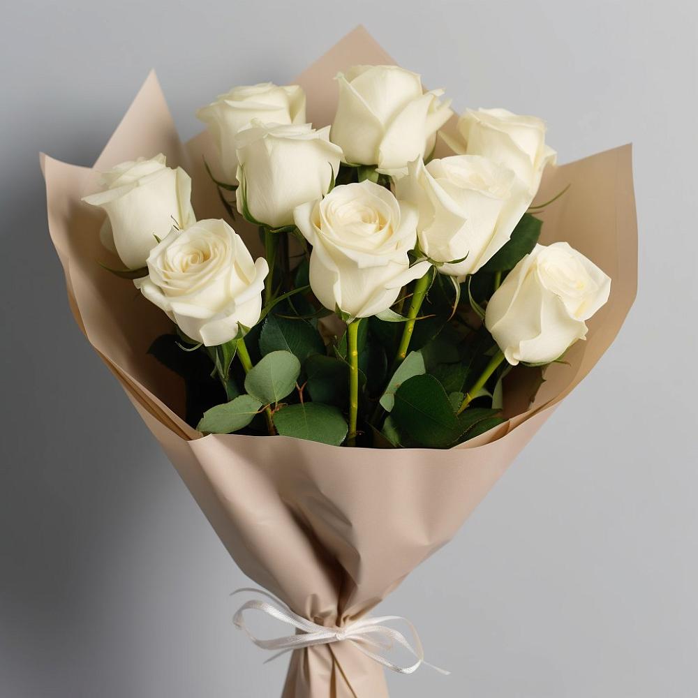 Букет 9 Белых роз Эдлесс Лав в Клявлино