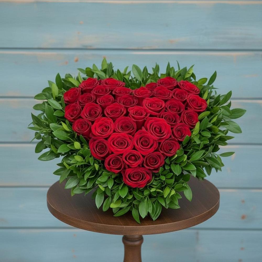 Цветочная композиция из Розы в виде сердца в Клявлино