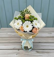 Букет цветов из:  Герберы, Розы и Хризантемы в Клявлино