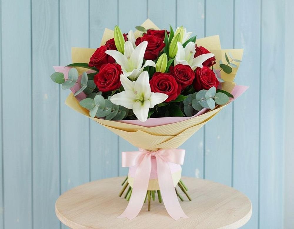 Букет цветов из: Лилии и Розы в Клявлино